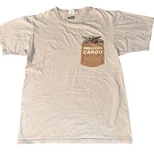 Star Wars Precious Cargo Baby Yoda T Shirt Mandalorian Pocket Cotton Sz S